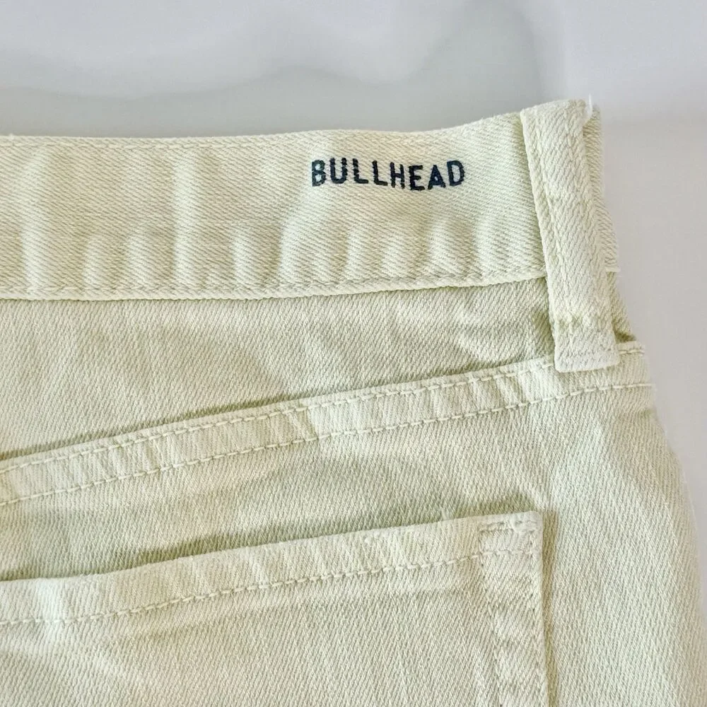 BULLHEAD Jean Shorts Womens Jr Sz 3 Denim Stretch Cuffed  Pale Yellow Waist 30